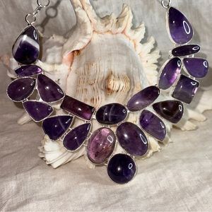 Stunning Amethyst multi-gem statement necklace